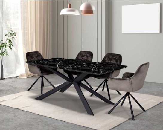 Lazaro 6 Seater Dining Table With Taavi Fabric Dining Chair