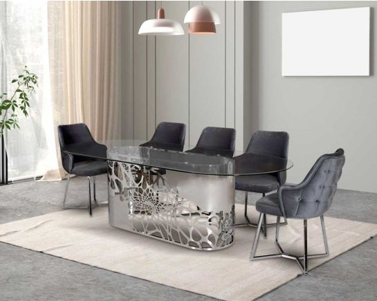 Alona 8 Seater Dining Table With Cantina Fabric Dining Chair