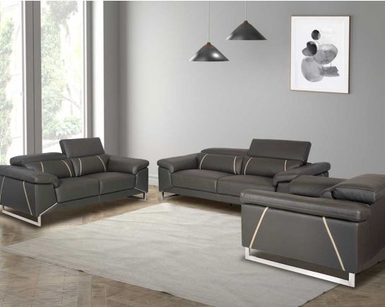Saviero Leather Sofa Set