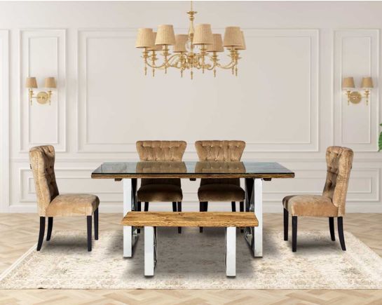 Madera 6 & 8 Seater Solid Wood Dining Table With Sillon Dining Chair