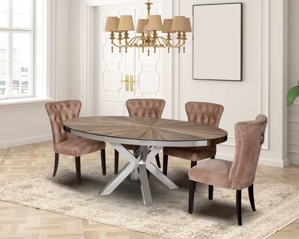Abran 6 Seater Dining Table With Sillon Wooden Dining Chair