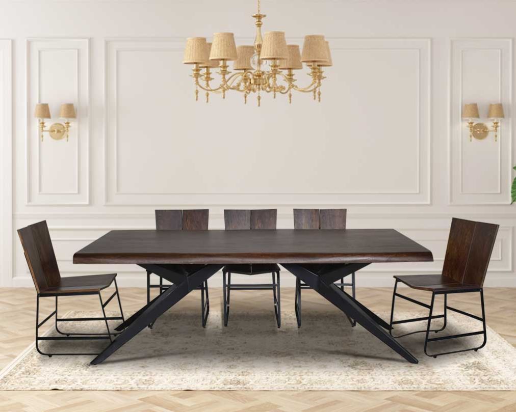 Tierra 8 Seater Dining Table With Tierra wooden Dining Chair & Tierra Bench