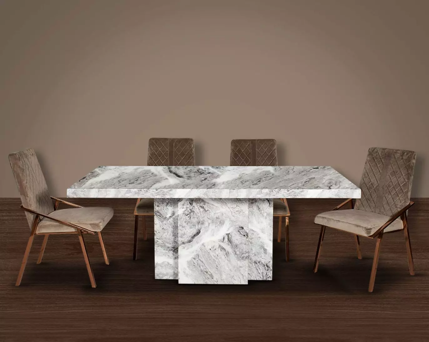 Katia Seater Marble Dining Table With Linus Fabric Dining