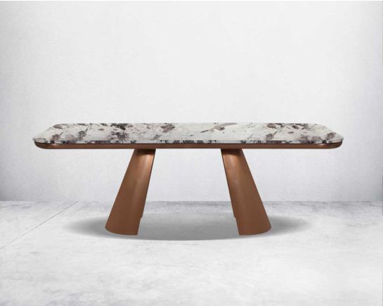 Melosa Rose Gold 8 Seater Marble Dining Table