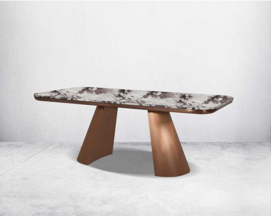 Melosa Rose Gold 6 Seater Marble Dining Table