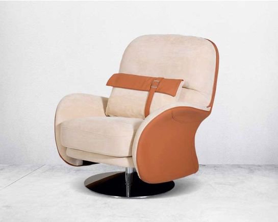 This Leisure chair comes with a cushion to compliment & armrests curved beautifully with a stainless steel base with swivel