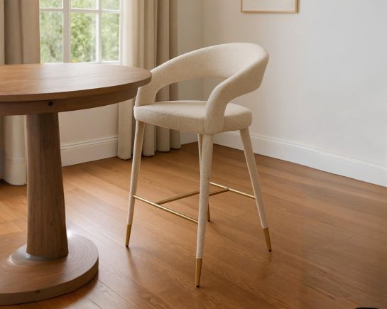 Aria Fabric Gold Bar Stool