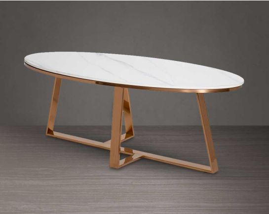 "This coffee table is a captivating composition of a oval shape which comes with glossy white side view