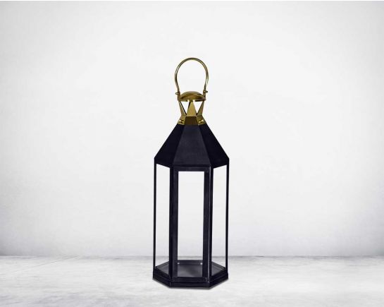 Lantern with clear glass and gold plated stainless steel  small