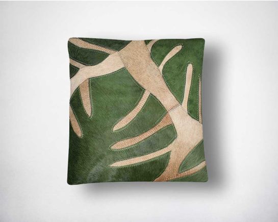 Beige and olive green hair on the leather cushion.