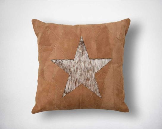 Leather cushion with hair on a star.