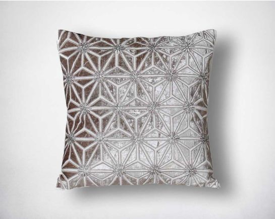 Rayon velvet poly silk embroidered cushion.
