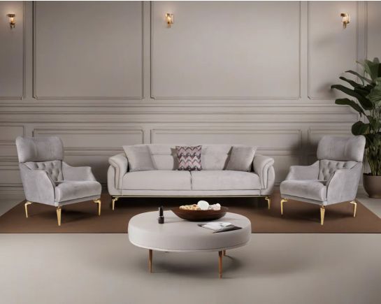 3 +1+1  seater sofa upholstered in fabric with tufted back & sides in modern classic design. The backrest is reversible which creates more sitting space