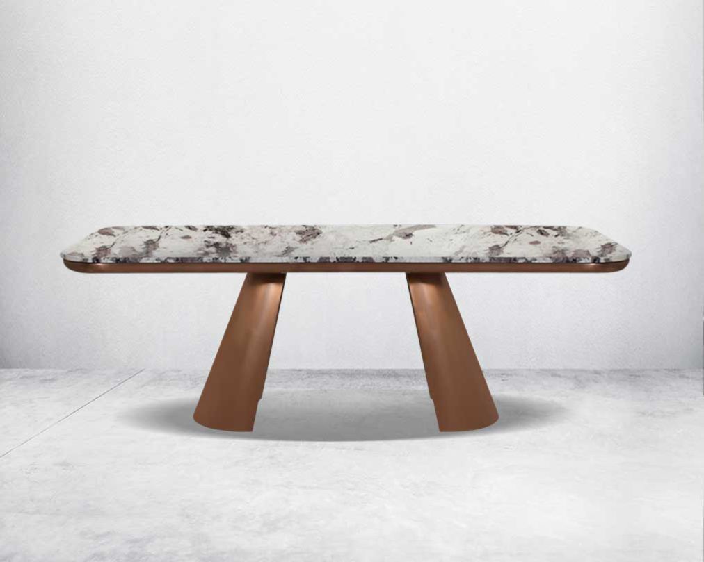 Melosa Rose Gold 8 Seater Marble Dining Table