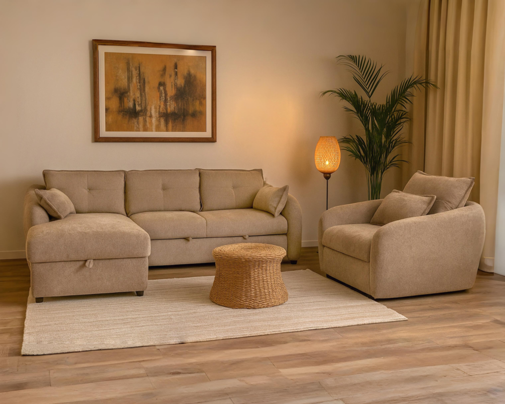 Camilo Fabric Sectional Sofa Cum Bed Set