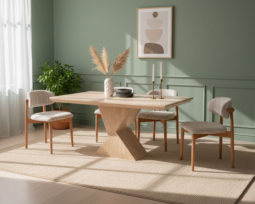 Enrico 6 & 8 Seater Marble Dining Table With Asya Dining Chair
