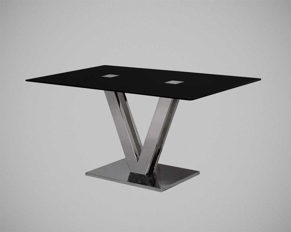 this luxe dining table, making a sophisticated addition. Its genuine black tempered glass top adds a refined touch to your décor